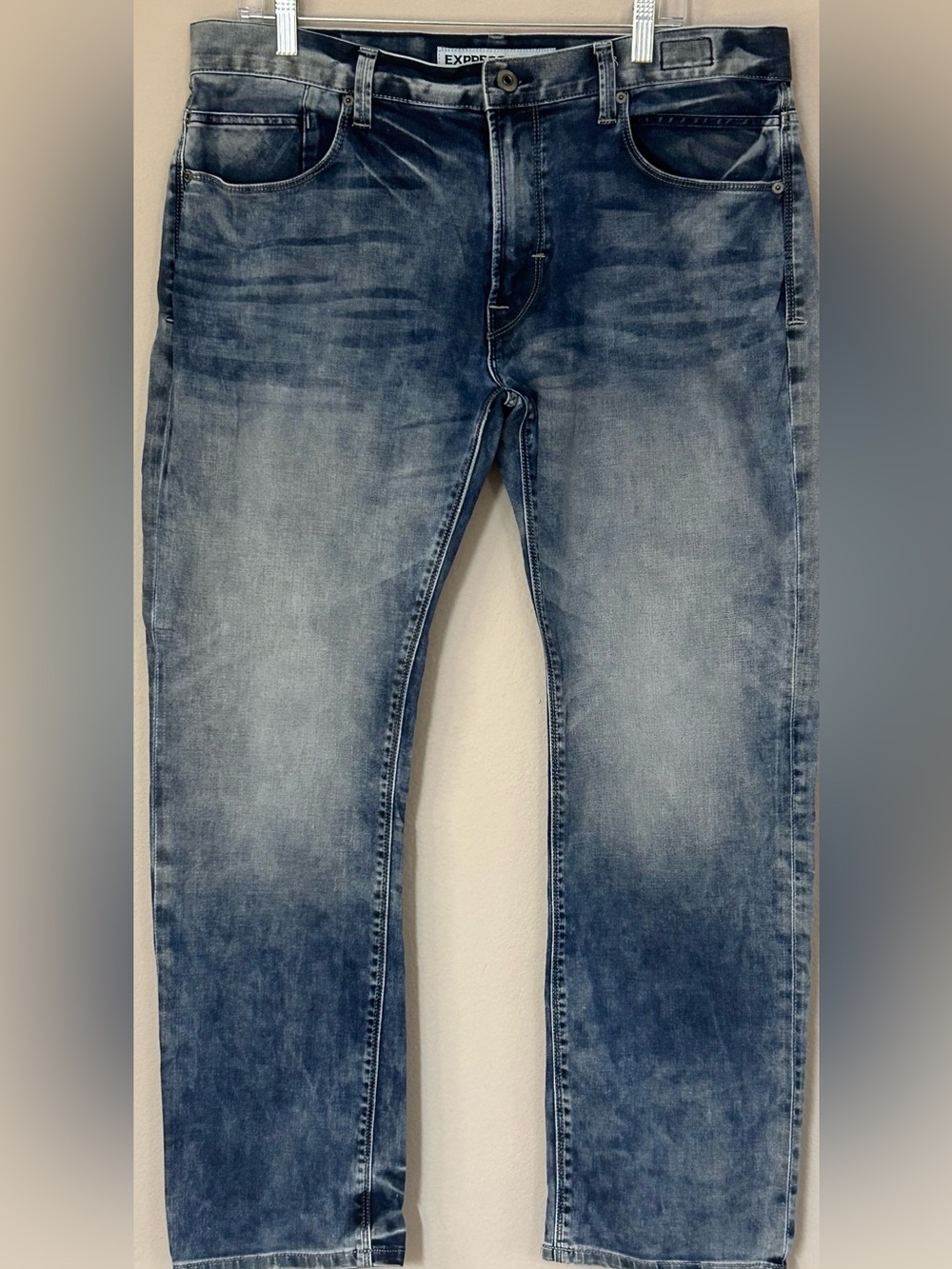 Express Rocco Slim Fit Skinny Leg Jeans Mens 36x30 Blue Faded Wash Denim